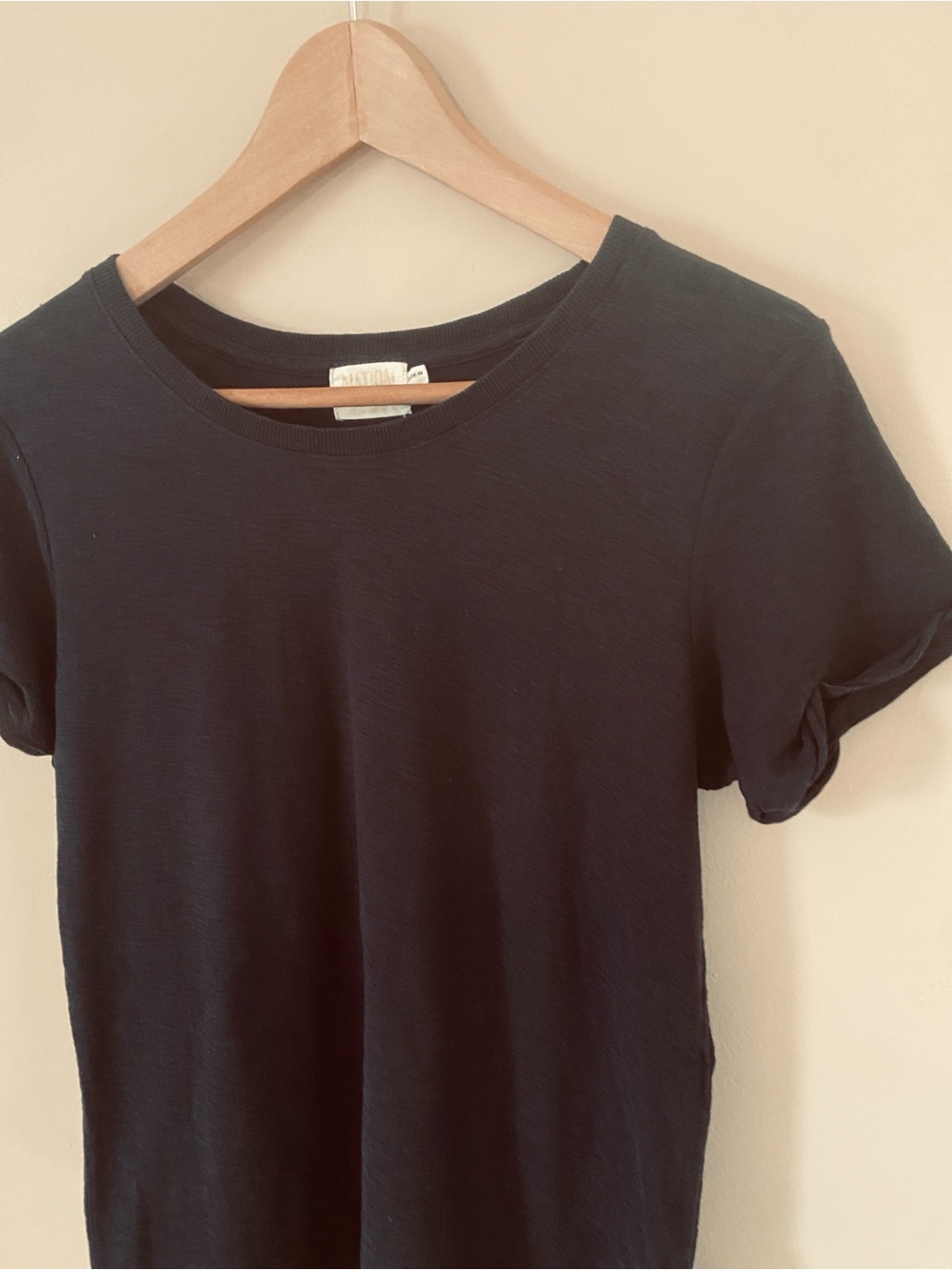 Nation LTD Black Pima Cotton Rolled Sleeve Crew Neck Tee Large - Picture 5 of 7